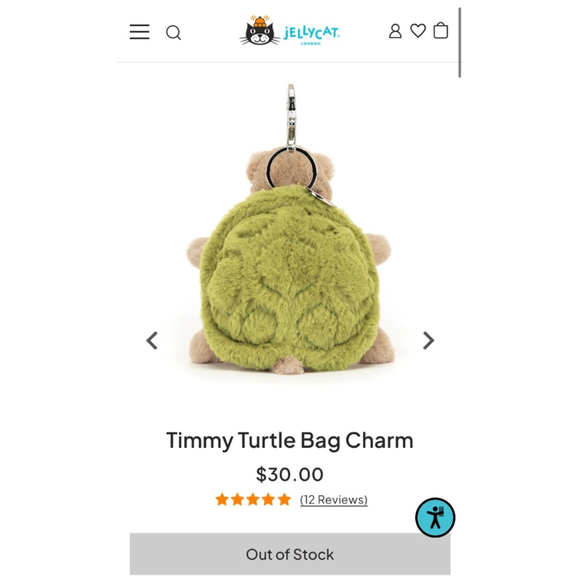 NWT Jellycat Timmy Turtle Bag Charm Beige Green - Picture 4 of 5